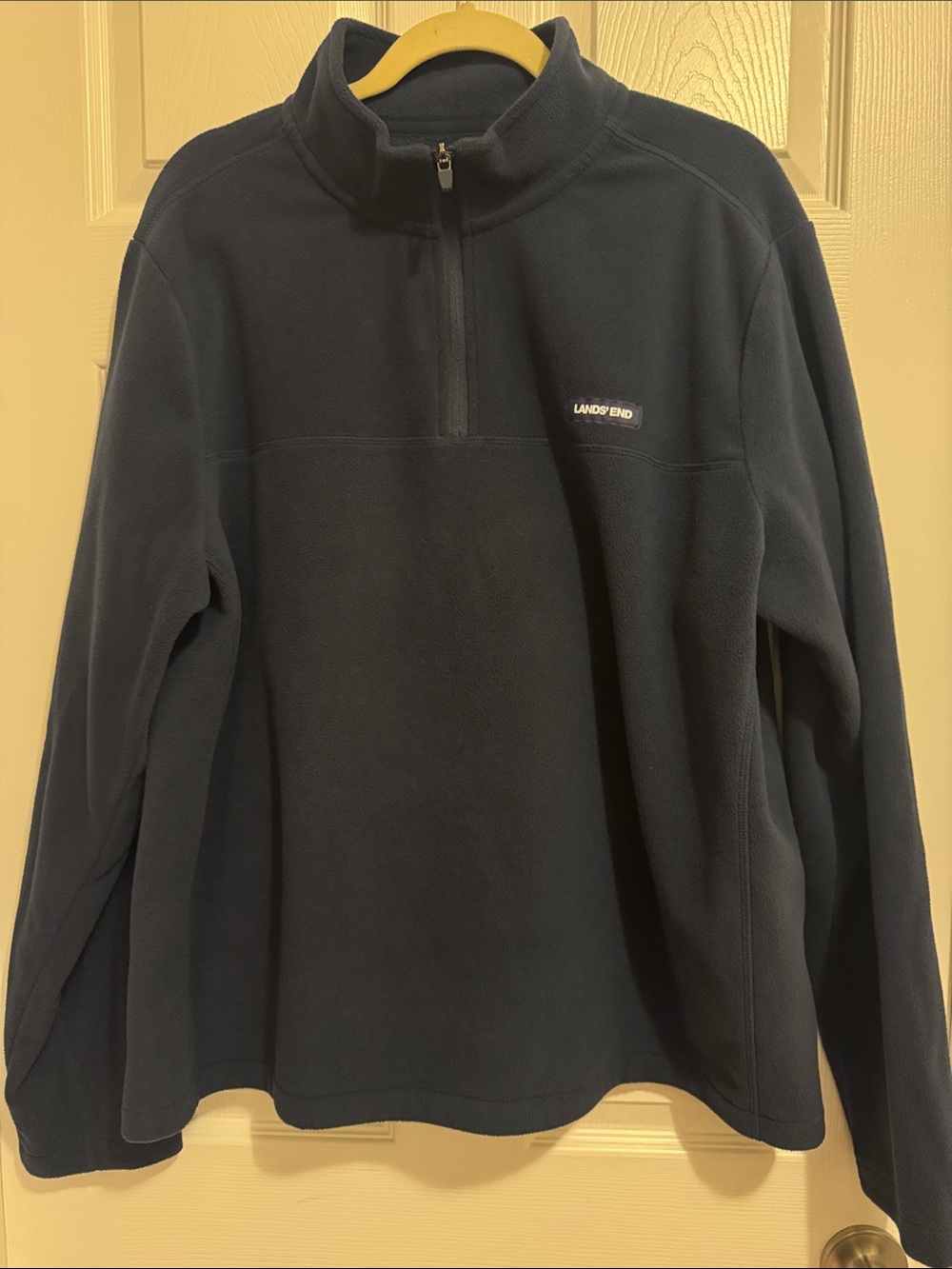 Lands' End Men's Navy Quarter-Zip Fleece Pullover
